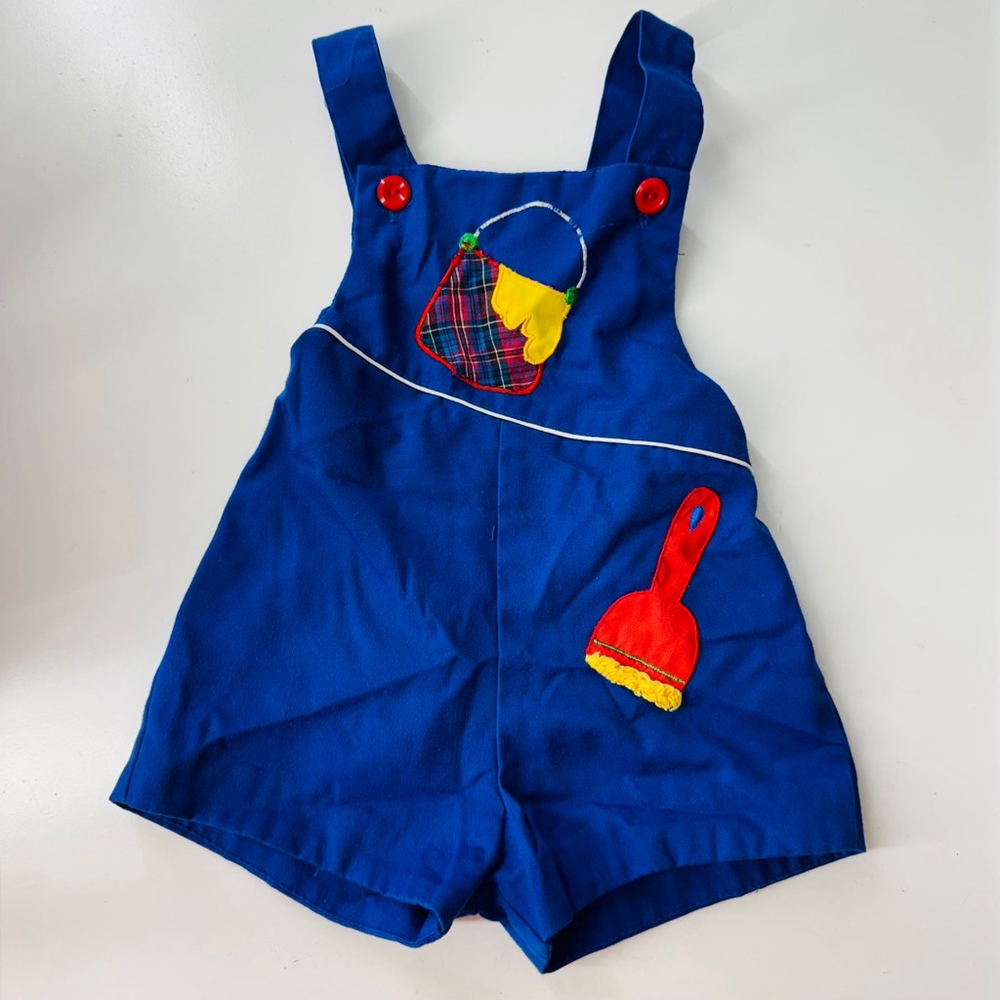 Small Stars Vintage 18 Months Pants & Romper Overalls 2T 100% Cotton Blue Red